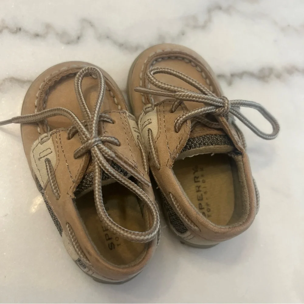Sperry Top-Sider Bluefish Leather Boat Shoes Tan Unisex Baby & Toddler Size 2M